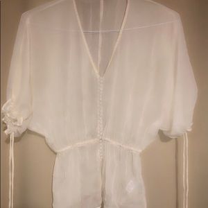 Sheer forever 21 cream blouse (S)